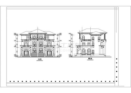 某地三层框架结构别墅建筑方案设计图